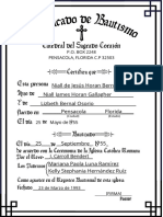 Certificado de Bautismo