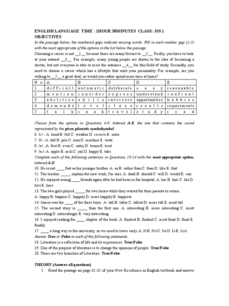 English Exam Questions | English Test With Free Certificate – EPGTY