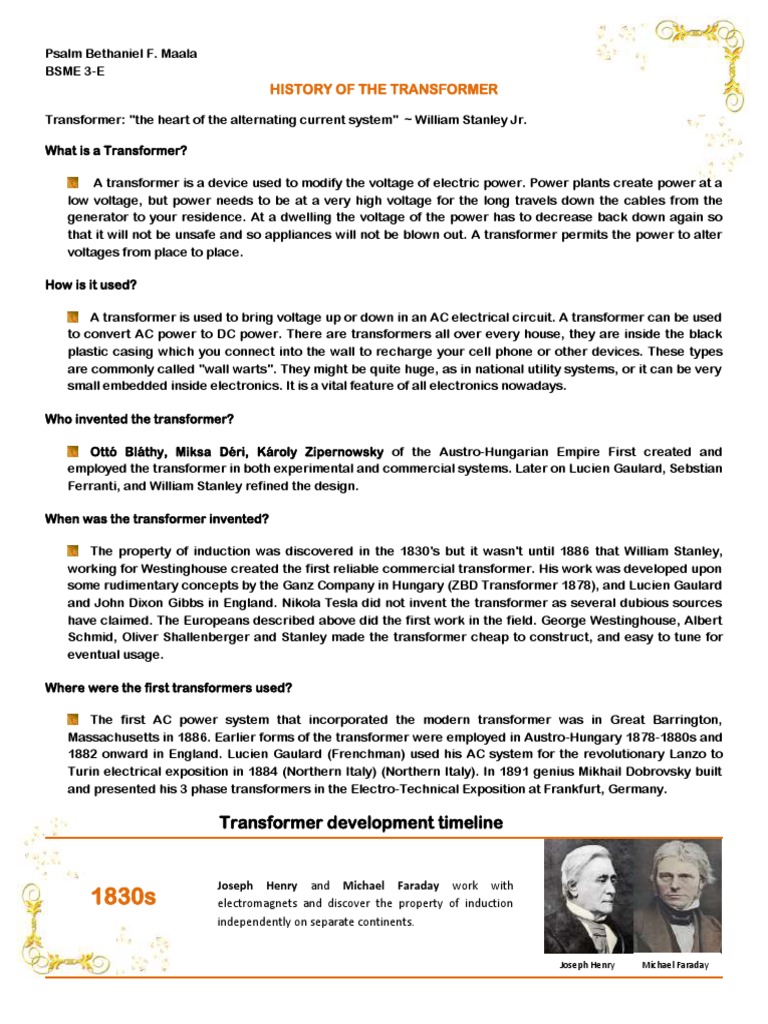 History of the Electric Transformer | PDF | Transformer | Alternating ...