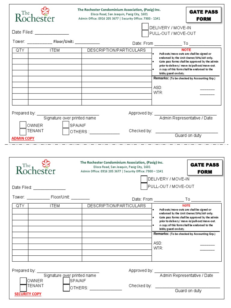 Gate Pass Application Form | PDF