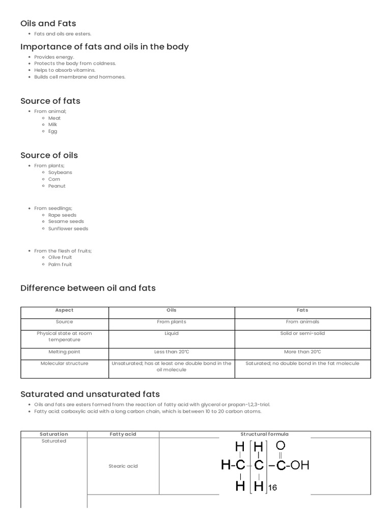 Oils and Fats PDF Fat Fatty Acid