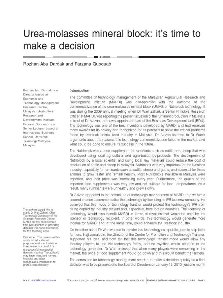 Urea Molasses PDF Animal Feed Livestock