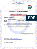 Certicate of Barangay INDIGENCY