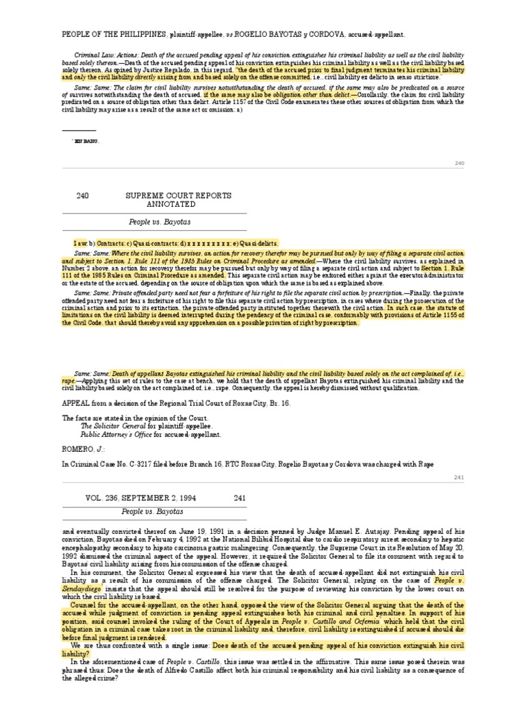 37.) PEOPLE Vs BAYOTAS PDF Statute Of Limitations Judgment (Law)