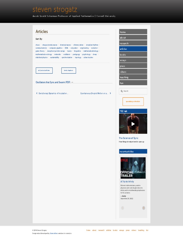 Oscillators That Sync and Swarm (PDF) Steven Strogatz PDF