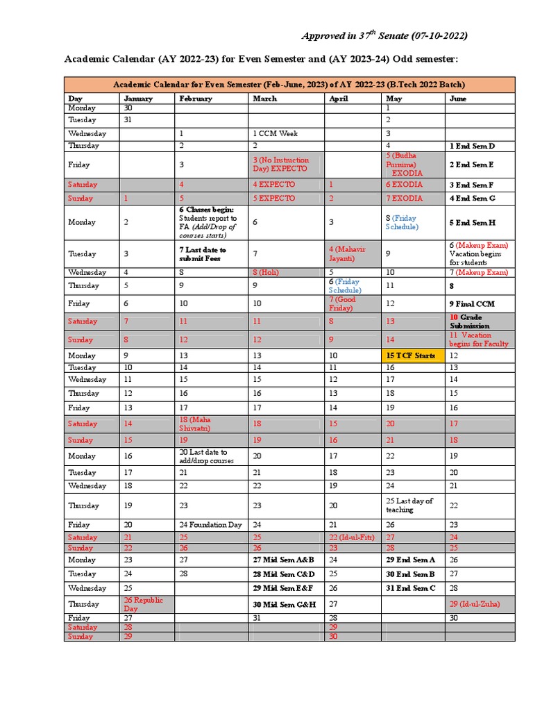 IIT Mandi Academic Calendar 2025-26 | PDF | Academic Term | Educational Organizations