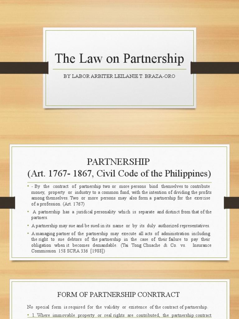 The Law on Partnership Understanding the Essential Elements, Forms, and Classifications of
