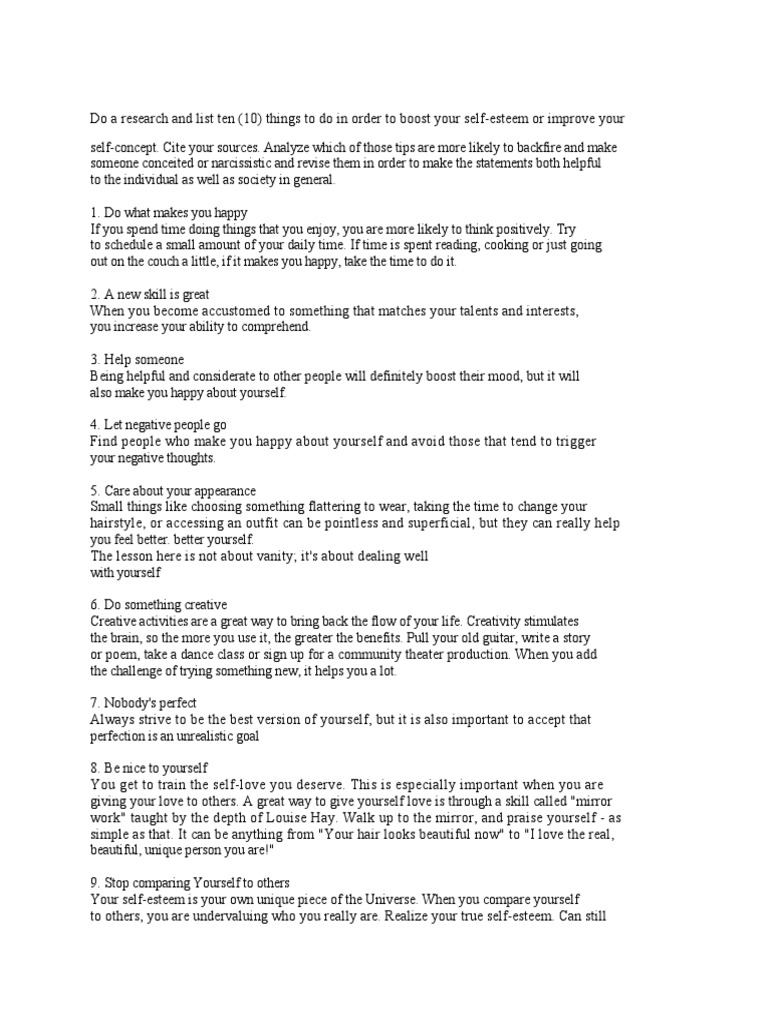 10 Tips to Boost Self-Esteem | PDF