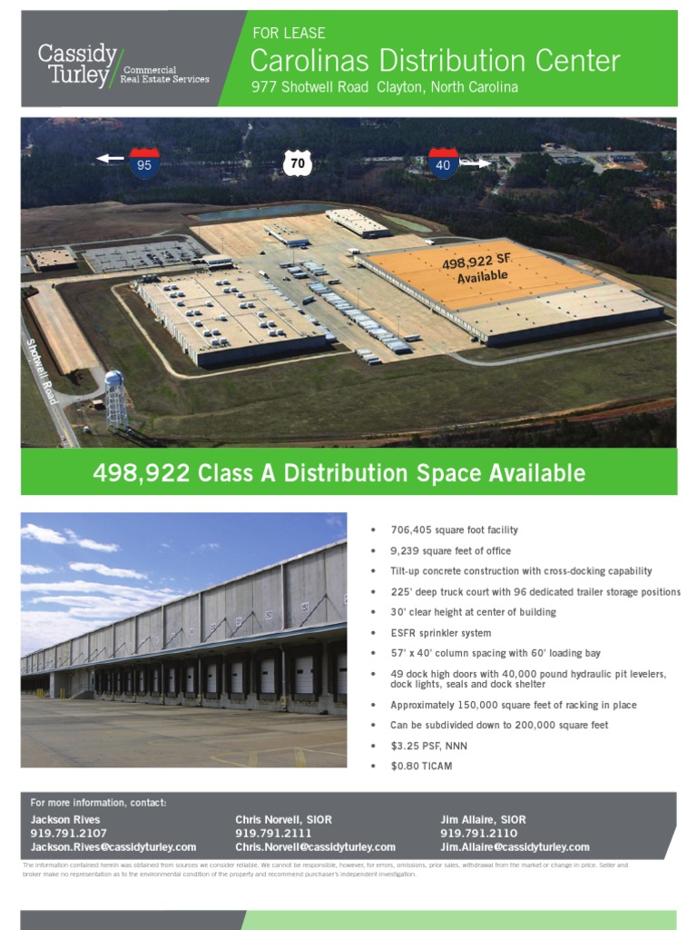Carolinas Distribution Center 498,922 Class A Distribution Space