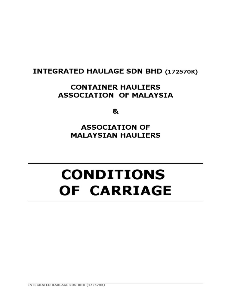 IHCondition of Carriage PDF Indemnity Legal Liability