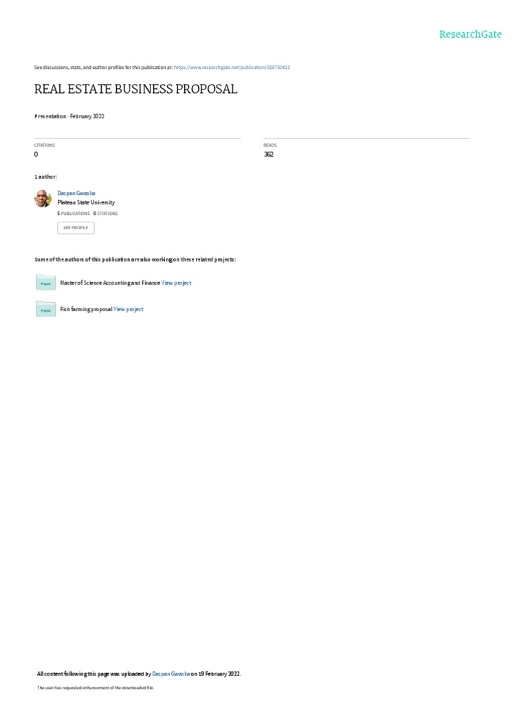 Real Estate Business Proposal: February 2022 PDF Real Estate