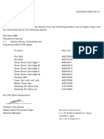 Letter of Origin For Pro1040 Pro1050 Series Devices