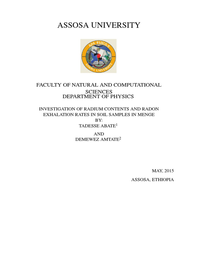 Assosa University: Faculty of Natural and Computational Sciences ...