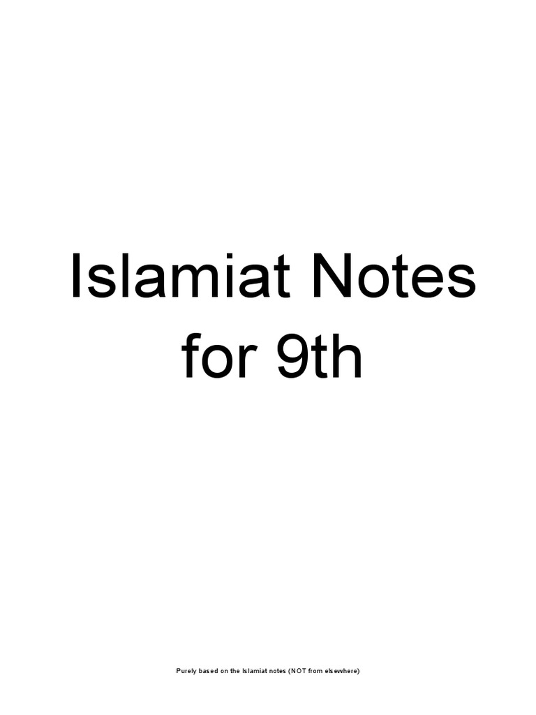 Islamiat Notes For 10th | PDF | Muhammad | Prophets And Messengers In Islam