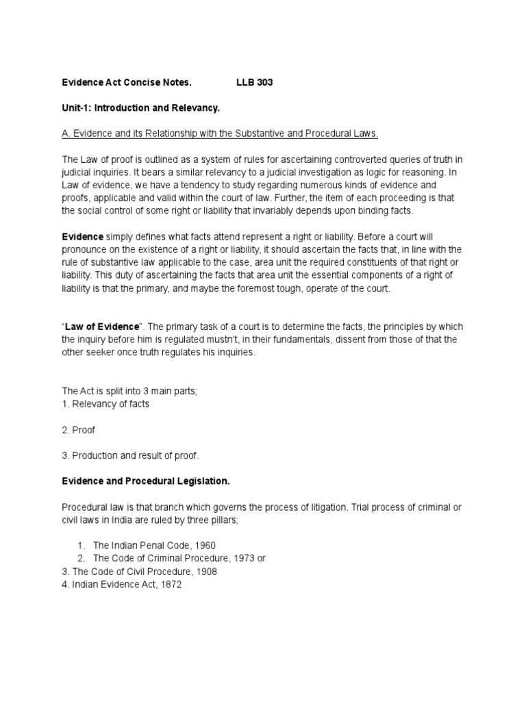 Evidence Act Overview and Key Concepts | PDF | Evidence (Law) | Hearsay