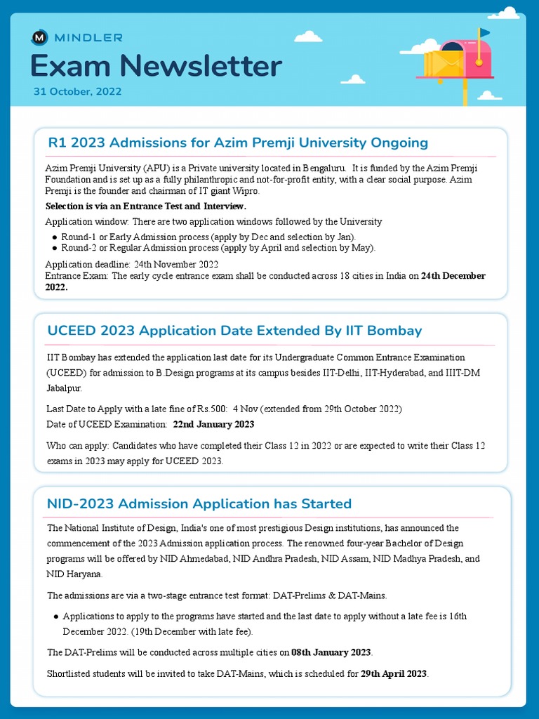 Mindler exam newsletter 31st oct 22 pdf qualifications