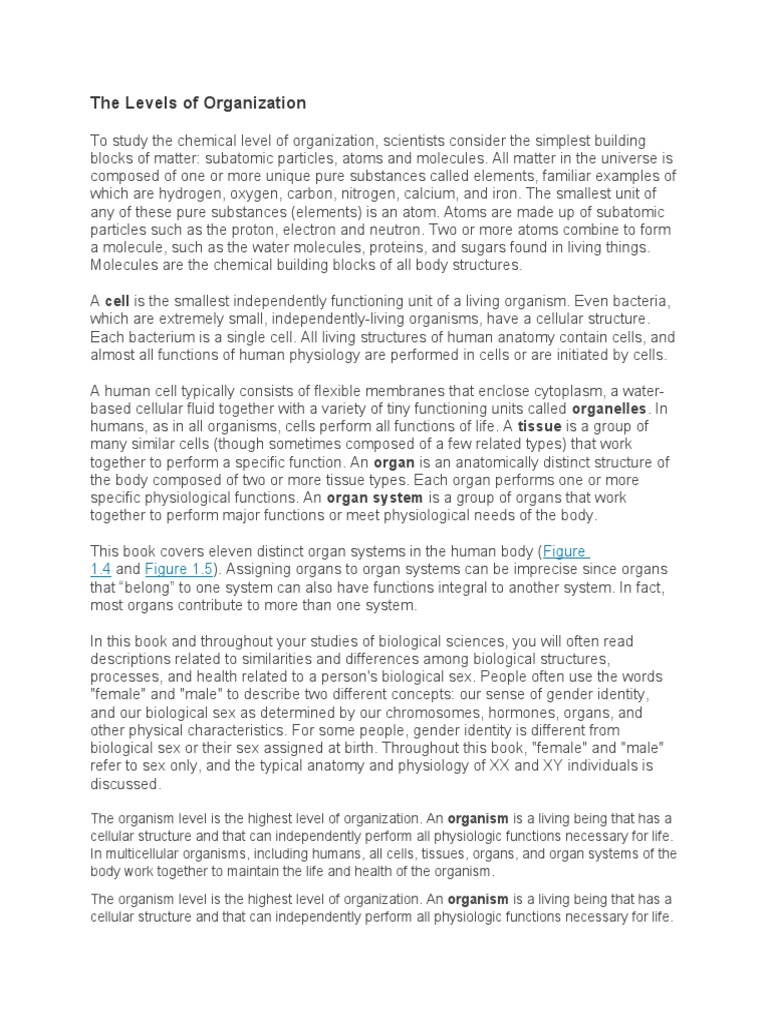 Levels of Biological Organization | PDF | Cell (Biology) | Organisms