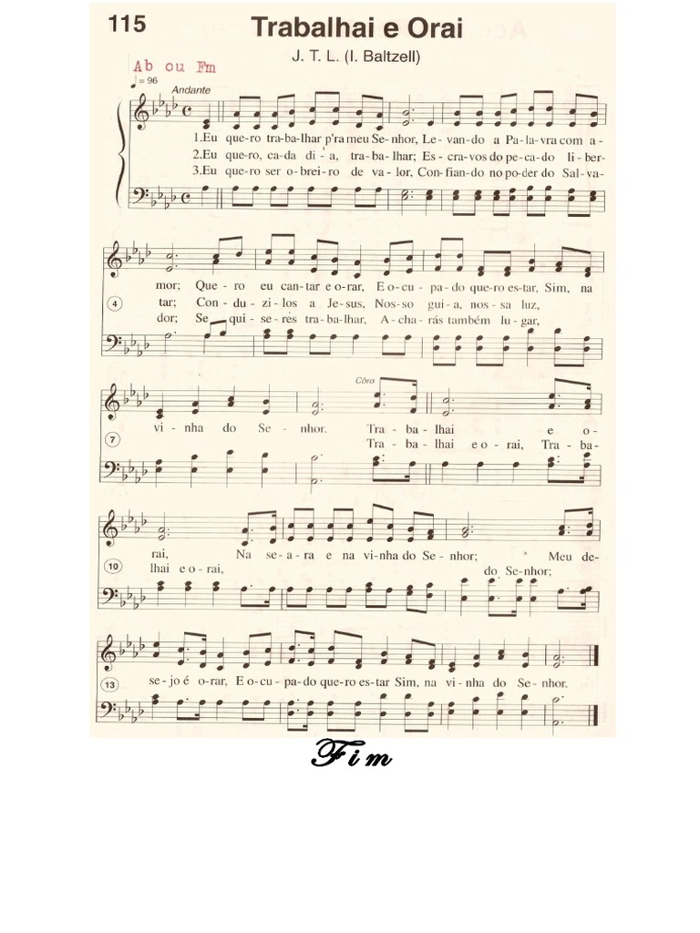 Harpa Crista Com Partitura Trabalhai e Orai | PDF