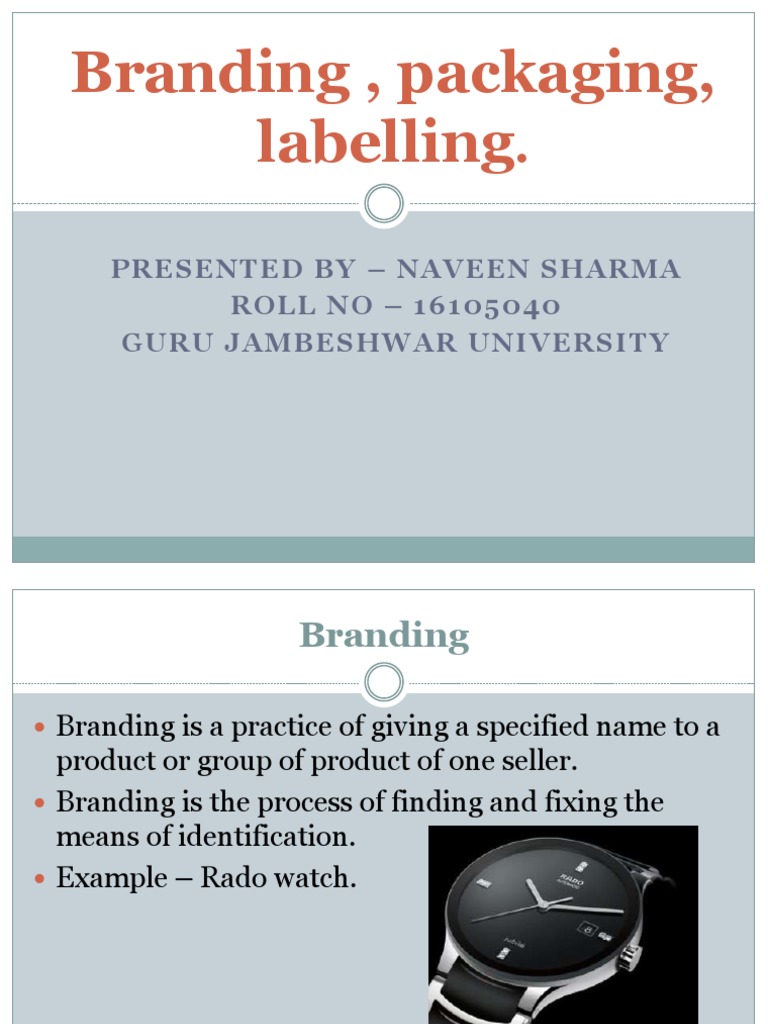 Branding Packaging Labelling PDF