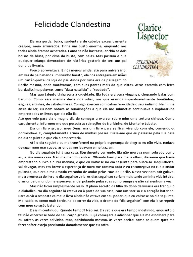 Felicidade Clandestina: Um Conto de Lispector | PDF | Tempo