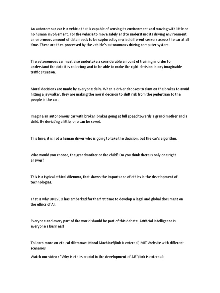 The Importance of Ethics in Developing Autonomous Vehicle Algorithms to