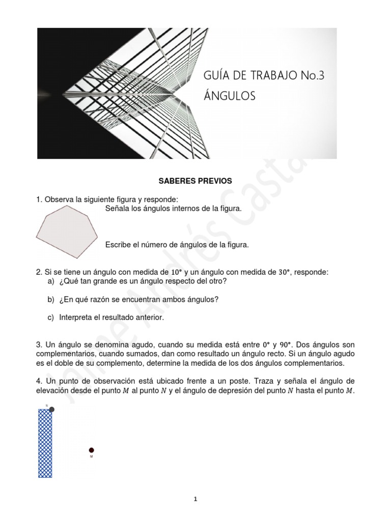 Guia No 3 Geometría ángulos Pdf ángulo Geometría Elemental