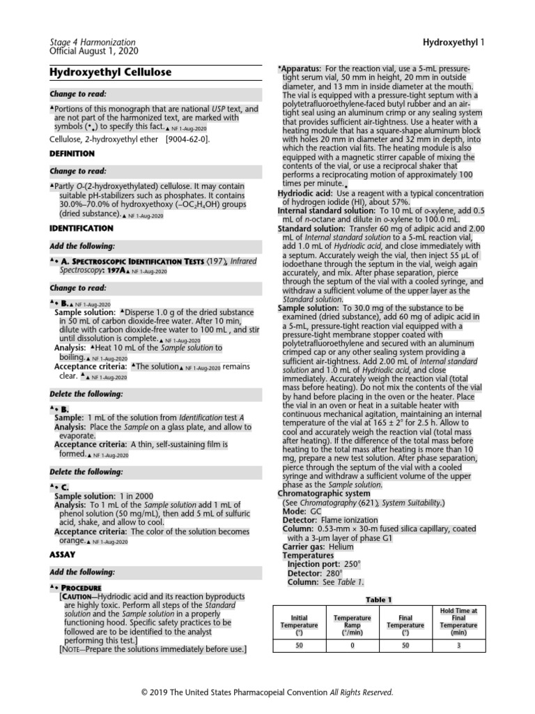 Hydroxyethyl Cellulose USP PDF Viscosity Chemistry