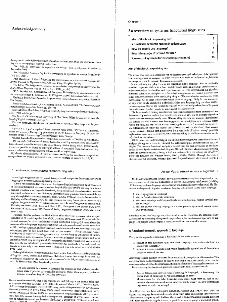 Eggins Introduction To Systemic Function Linguistics Chapter 1 | PDF ...
