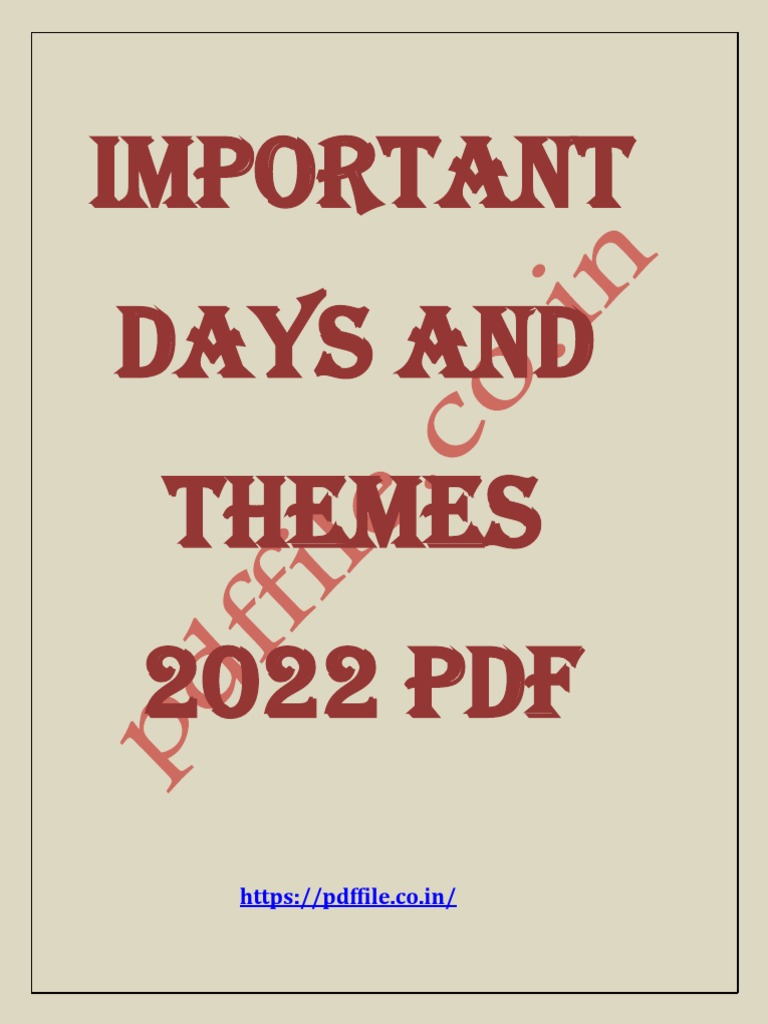 Important Days And Themes 2024 Pdf