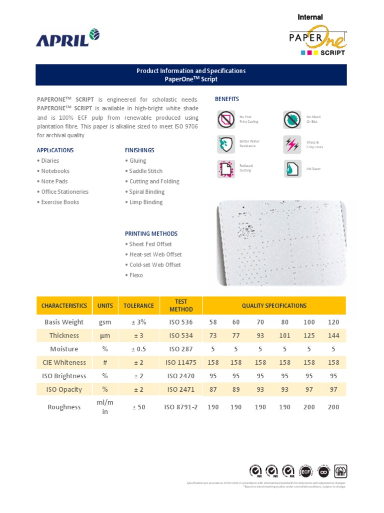 PaperOne Script Specifications | PDF