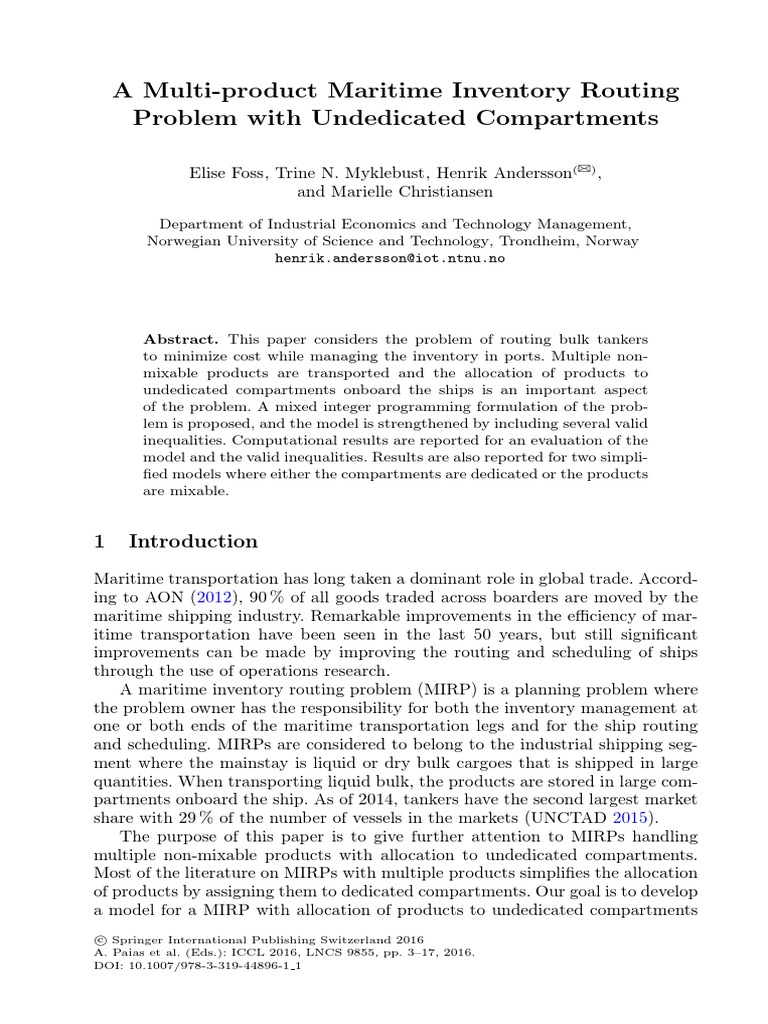 A Multi-Product Maritime Inventory Routing | PDF | Mathematical ...