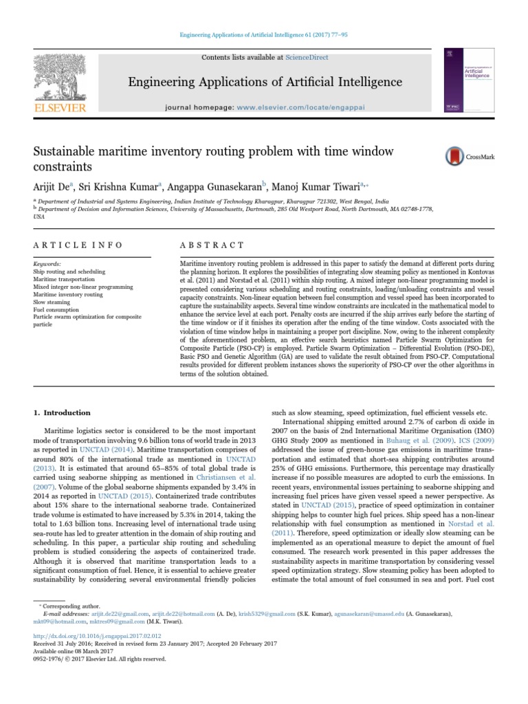 Sustainable Maritime Inventory Routing Problem With Time Window ...