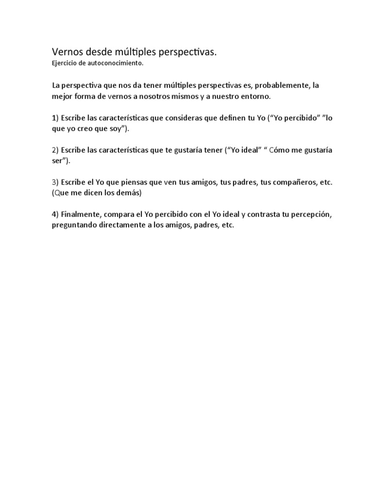 Autoconocimiento vernos desde multiples perspectivas pdf