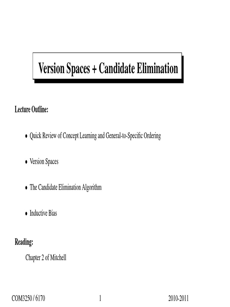 Candidate - Elimination Algorihm | PDF | Inductive Reasoning | Hypothesis