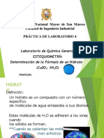 Práctica de Laboratorio 4 - Estequiometría - Fórmula de Un Hidrato