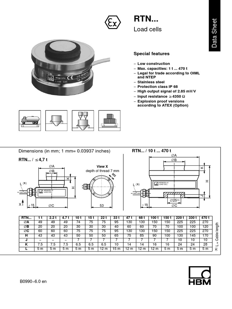 HBM RTN Load Cell Specifications | PDF | Electrical Engineering ...