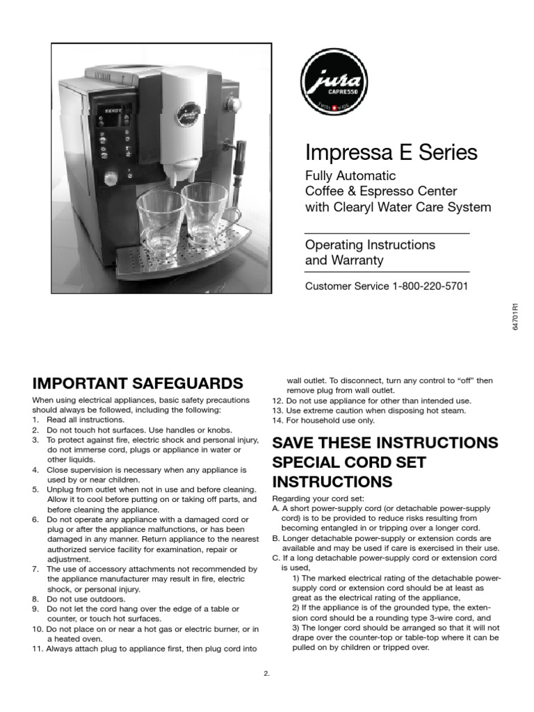 E8 Jura Capresso Manual PDF Coffee Nature