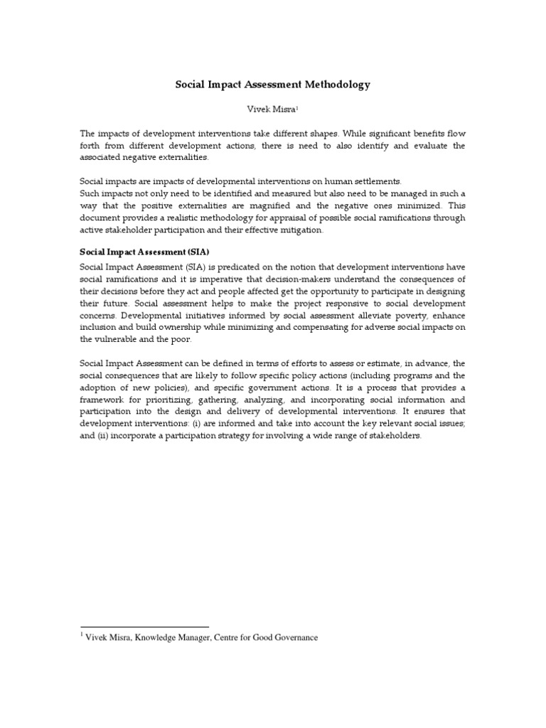 Social Impact Assessment Guide | PDF | Emergency Management | Policy