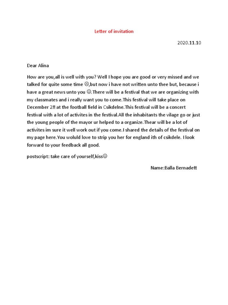 Letter of Invitation PDF