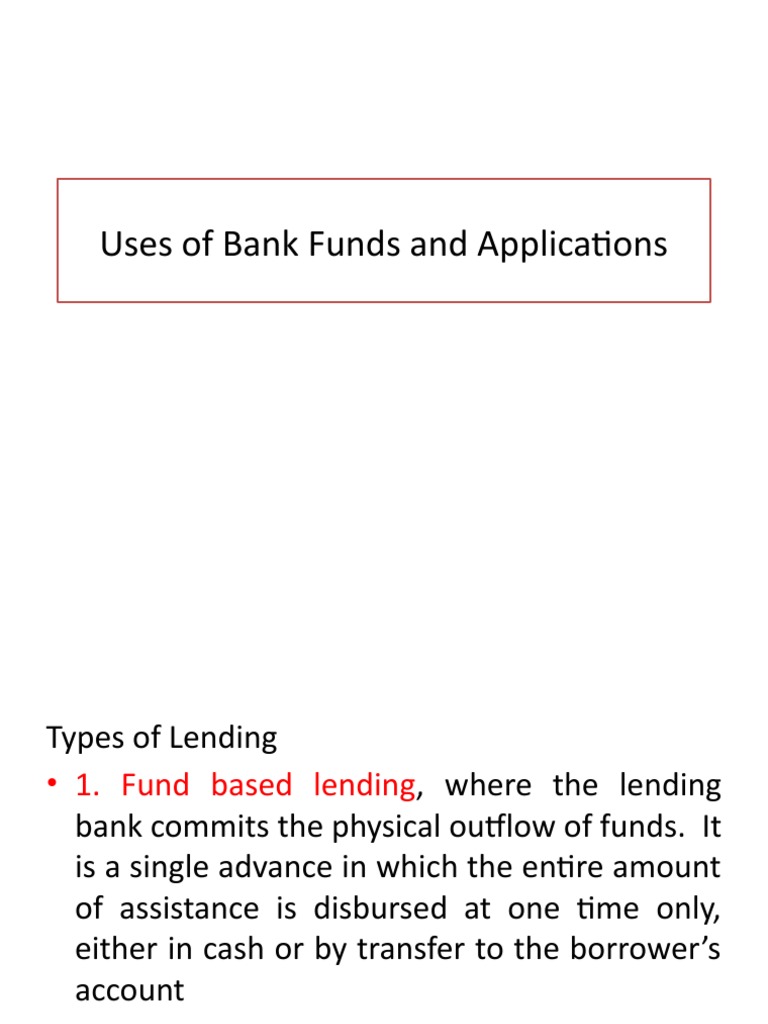 Uses Of Bank Funds Pdf Loans Banks