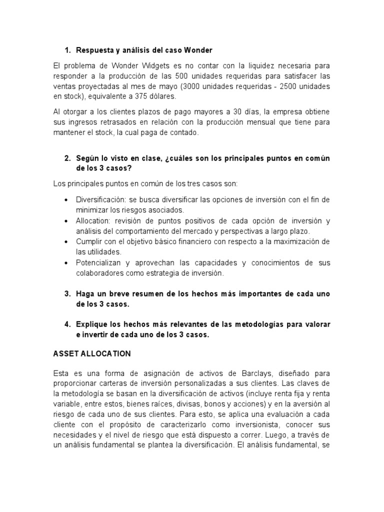 Análisis De Casos Pdf Inversiones Economias