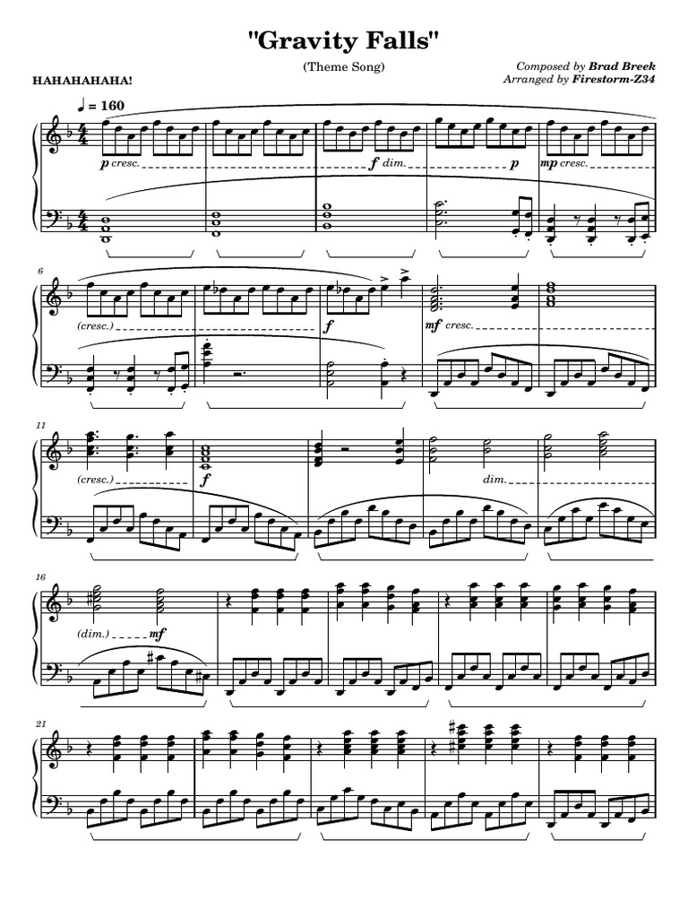 Gravity Falls Theme Song Piano Pdf