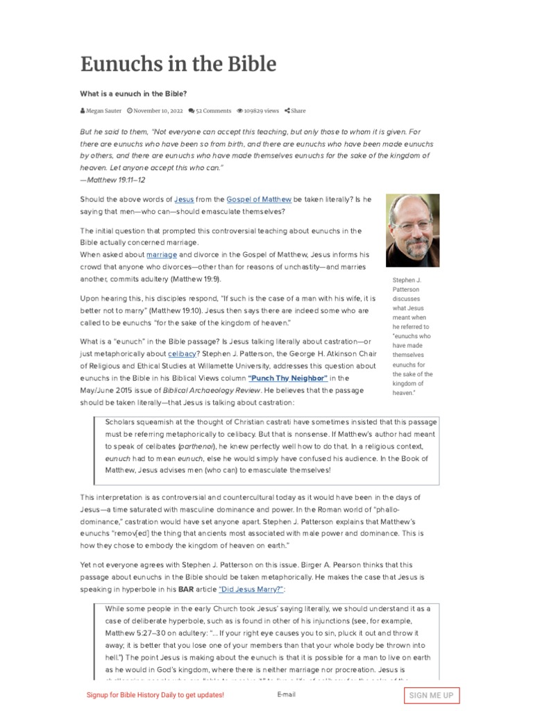 Jesus Teaching On Eunuchs Explained Pdf Bible Jesus