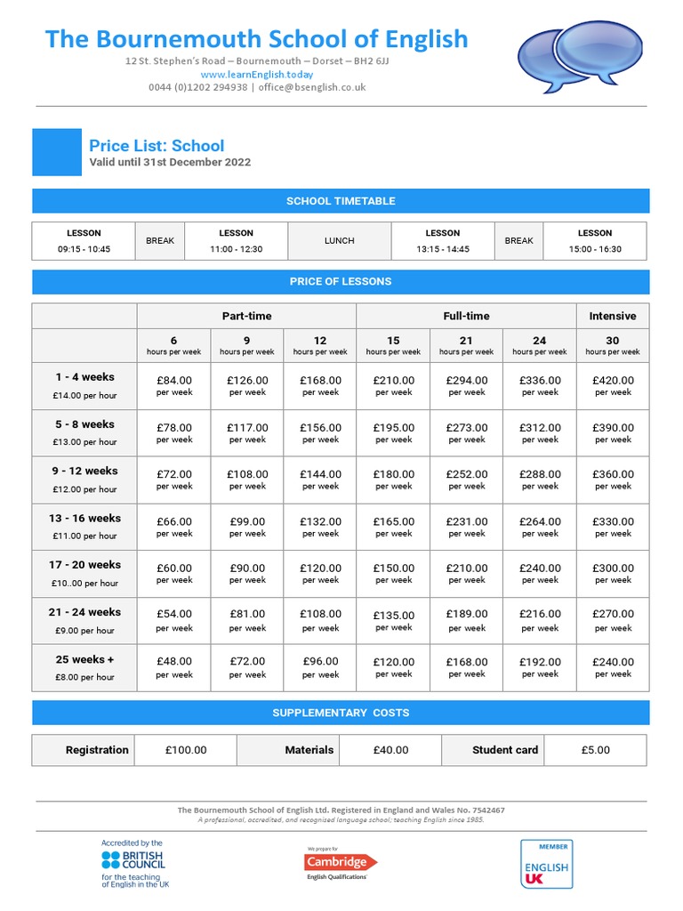 Price List - School | PDF | Qualifications | Standardized Tests