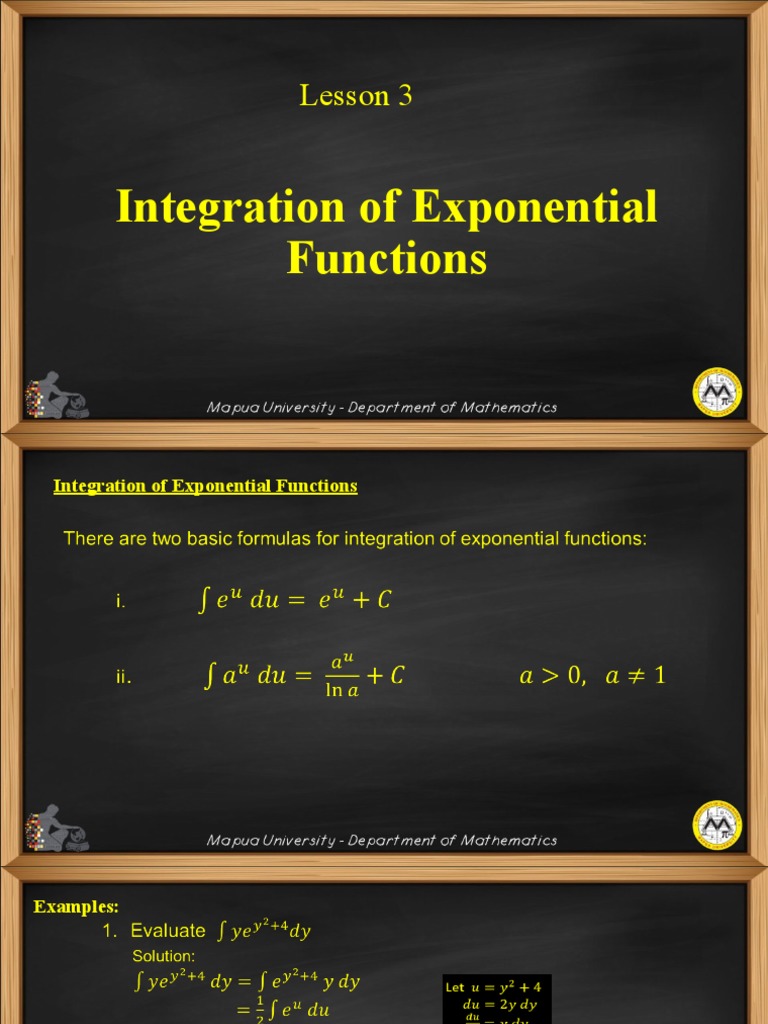 Lesson 3 Integration of Exponential Functions | PDF