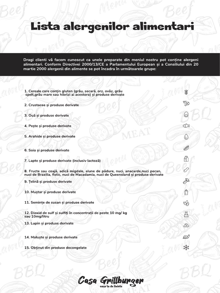Lista Alergeni | PDF