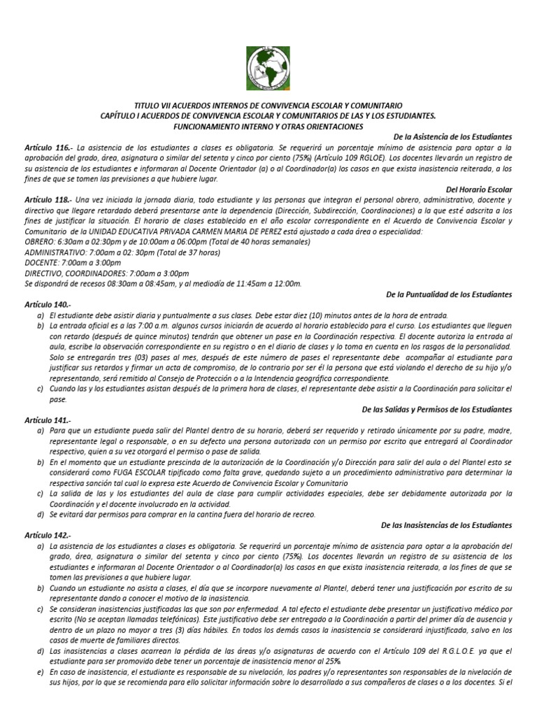 Acuerdos de Convivencia Escolar 2013 | PDF | Salón de clases | Método ...