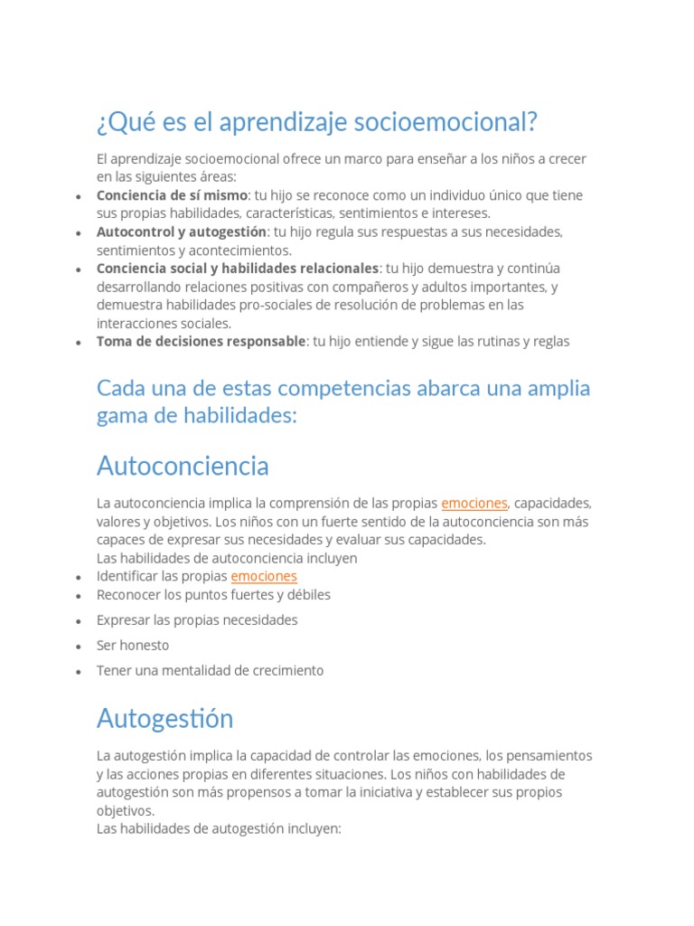 Qué Es El Aprendizaje Socioemocional | PDF | Las emociones | Toma de ...