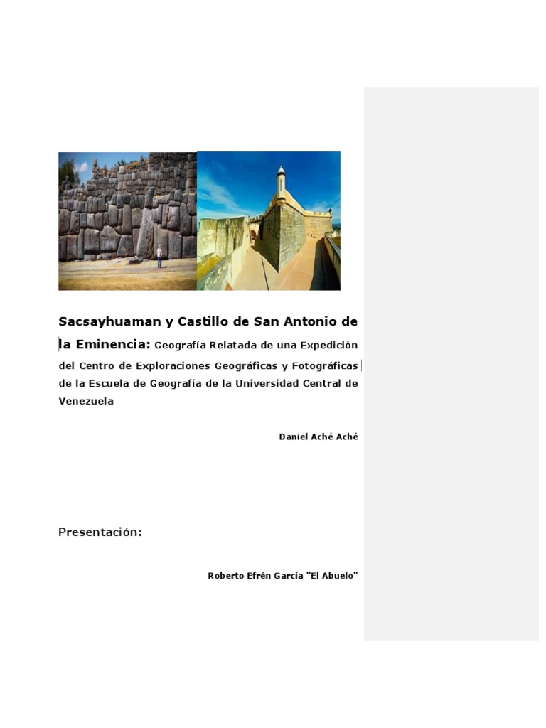Sacsayhuaman y Castillo de San Antonio de La Eminencia Presentación PDF Venezuela Colombia