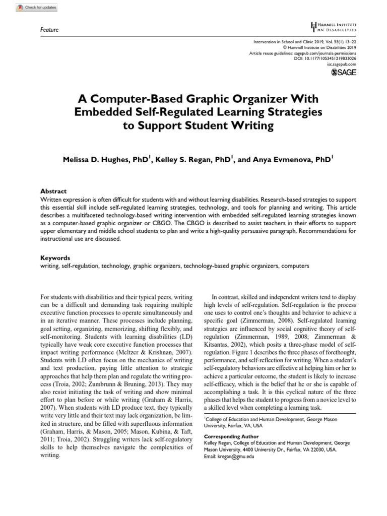 A computerbased graphic organizer with embedded selfregulated learning